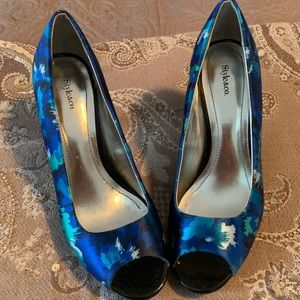 Blue Style & Co Watercolor Heels